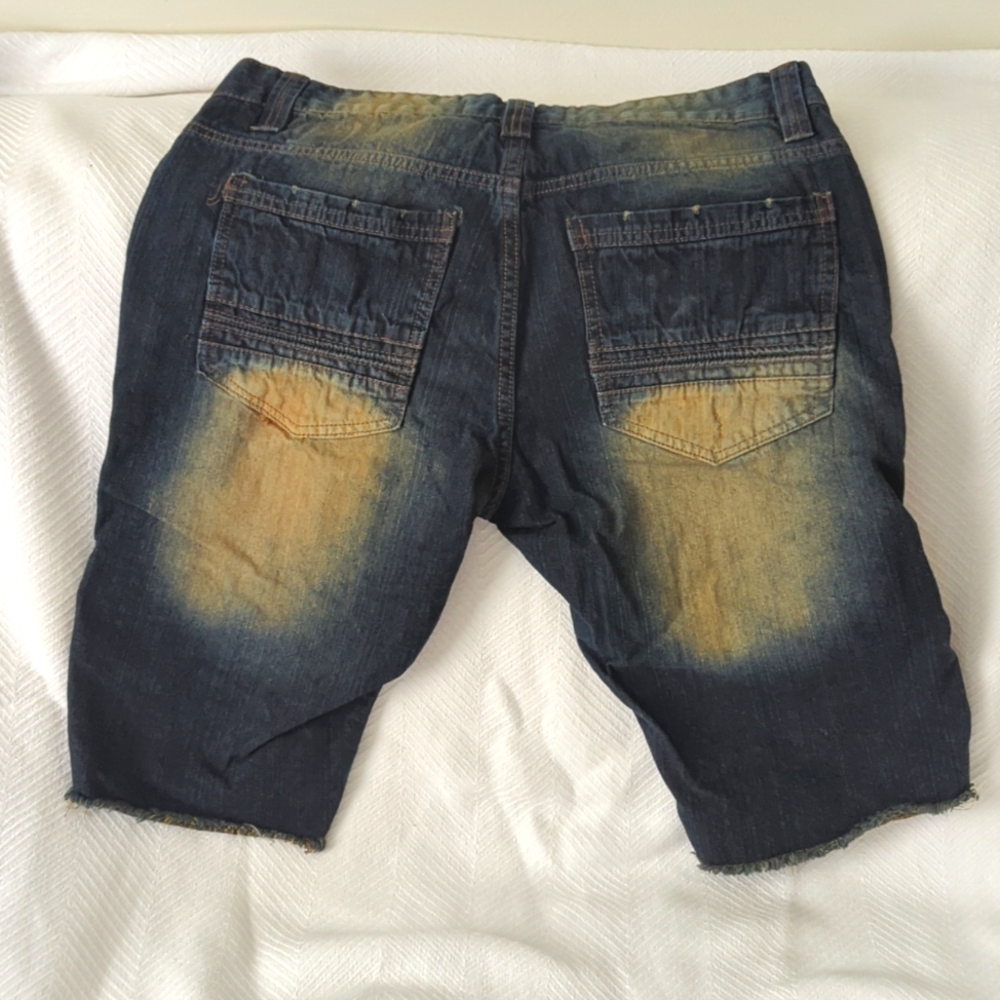 Dark Blue Men's Jean Shorts - Picture 2 of 3